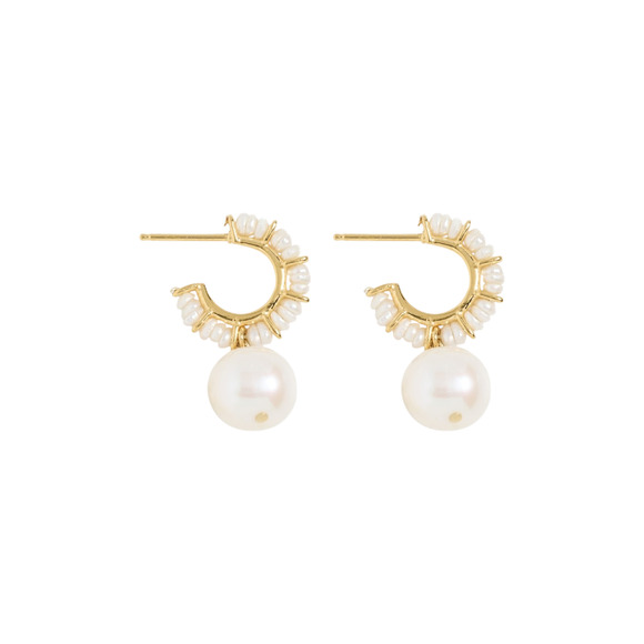 CHAN LUU Maiden Hoop Earrings in White Pearl - Picture 1 of 11